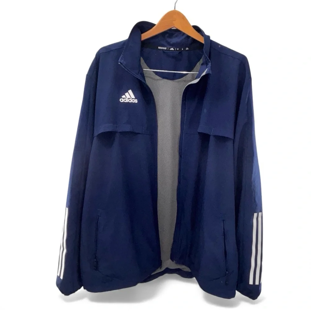 adidas Mens XL Navy Soccer Training Jacket Blokecore Coach Windbreaker